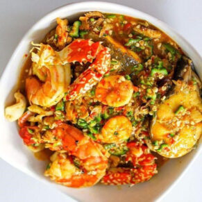 okro with sea food only